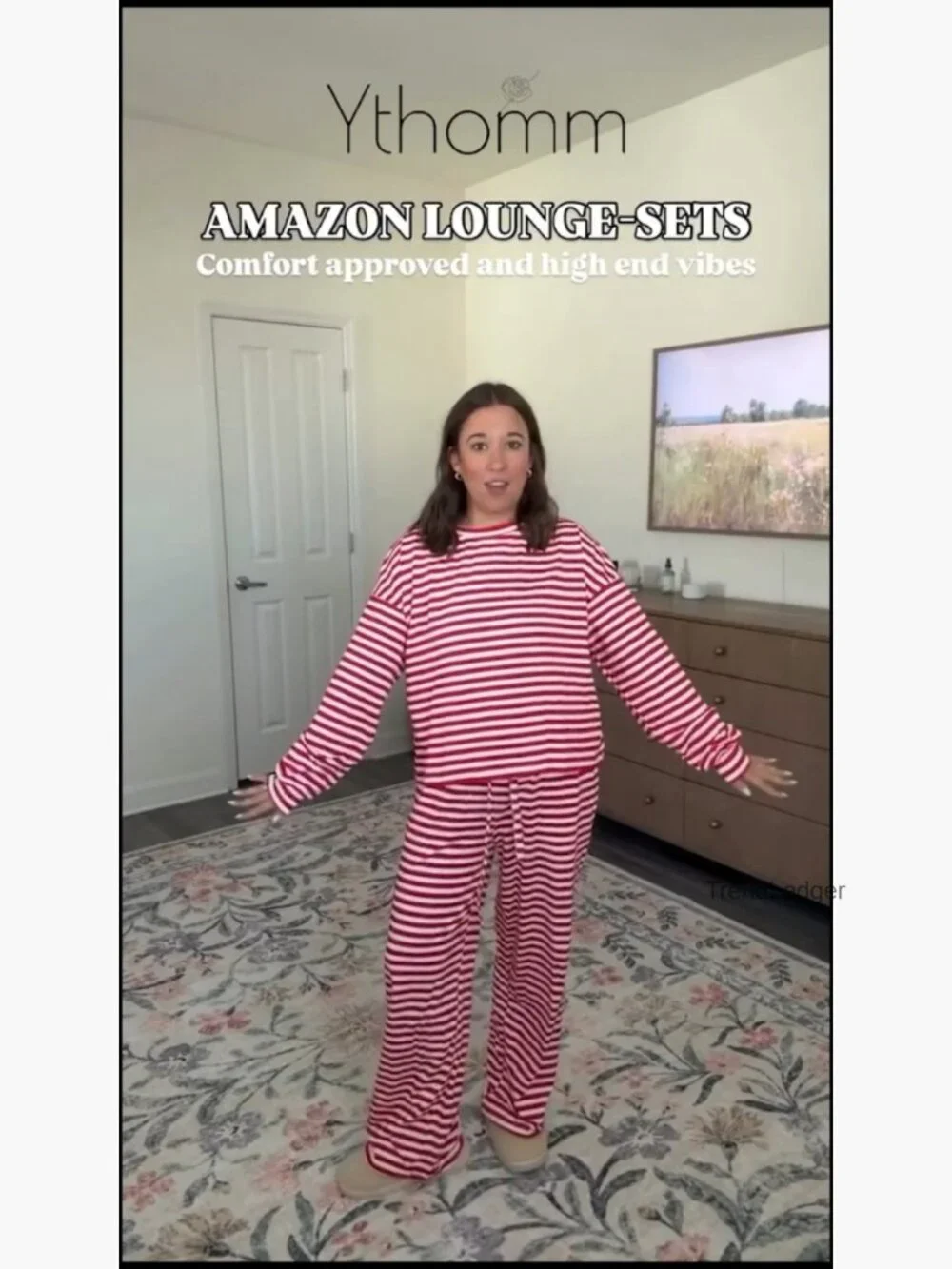 Striped Pajama Set Long Sleeve Wide Leg Pants Matching Lounge Outfit